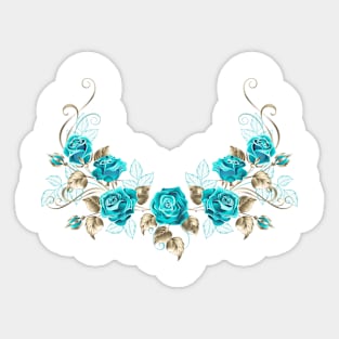 Symmetrical garland with turquoise roses Sticker